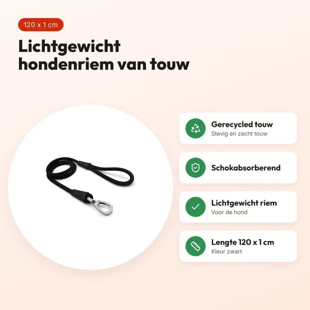 Morso hondenriem Soft Rope zwart 120 x 1 cm – voordelen