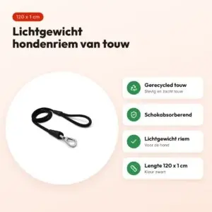 Morso hondenriem Soft Rope zwart 120 x 1 cm – voordelen