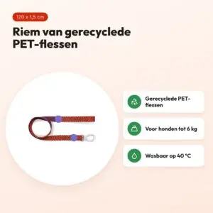 Morso hondenriem Urban Lizard rood 120 x 1,5 cm – gerecycled, tot 6 kg – voordelen