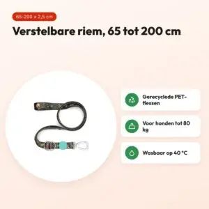 Morso hondenriem verstelbaar Ink Tank groen 65-200 x 2,5 cm – tot 80 kg – voordelen