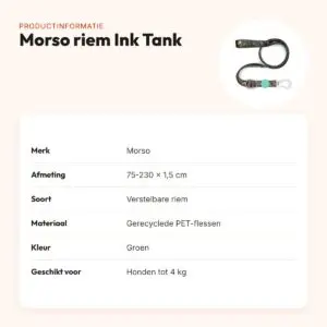 Morso hondenriem verstelbaar Ink Tank groen 75-230 x 1,5 cm – tot 4 kg – productinformatie