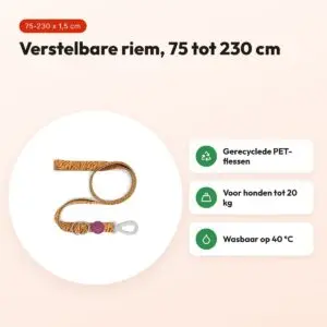 Morso hondenriem verstelbaar Jungle Drum groen 75-230 x 1,5 cm – tot 20 kg – voordelen