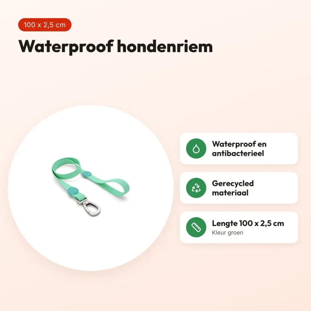 Morso hondenriem waterproof gerecycled groen 100 x 2,5 cm – voordelen