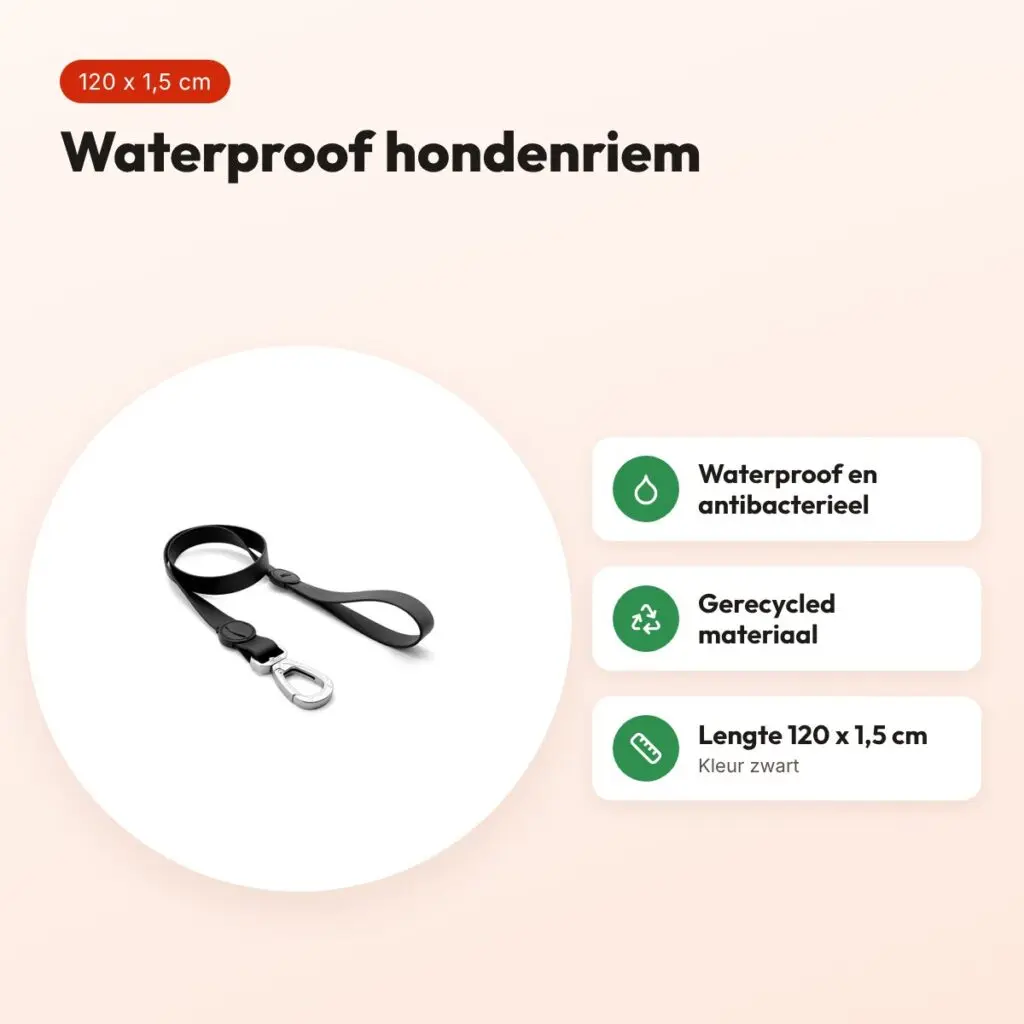 Morso hondenriem waterproof gerecycled zwart 120 x 1,5 cm – voordelen