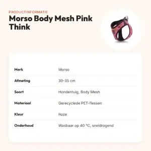 Morso hondentuig Body Mesh Pink Think roze 30-35 cm – ademend, gerecycled – productinformatie