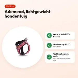 Morso hondentuig Body Mesh Pink Think roze 56-62 cm – ademend, gerecycled – voordelen