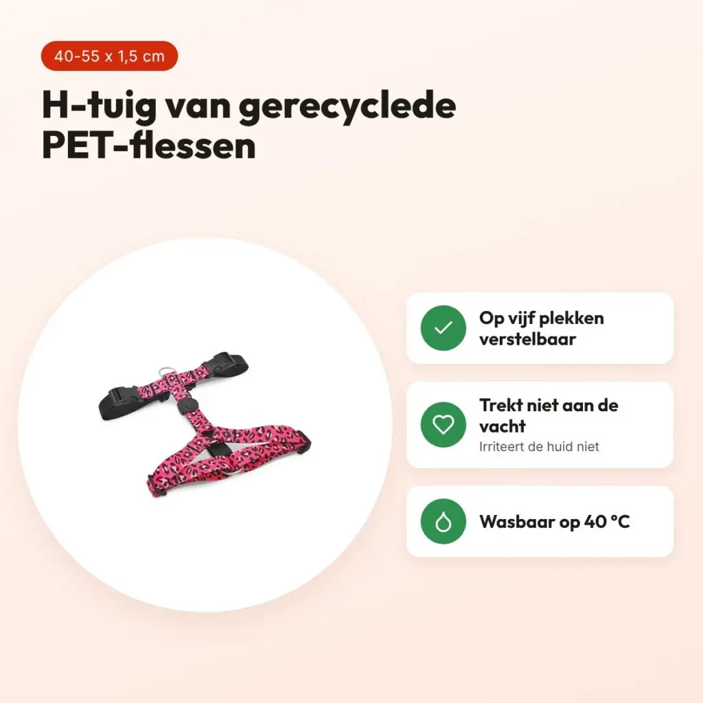Morso hondentuig H-tuig Bubble Leo roze 40-55 x 1,5 cm – gerecycled – voordelen