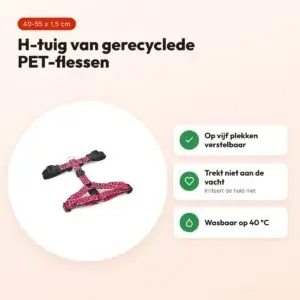 Morso hondentuig H-tuig Bubble Leo roze 40-55 x 1,5 cm – gerecycled – voordelen