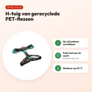 Morso hondentuig H-tuig Ink Tank groen 50-70 x 1,5 cm – gerecycled – voordelen