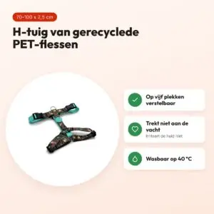 Morso hondentuig H-tuig Ink Tank groen 70-100 x 2,5 cm – gerecycled – voordelen
