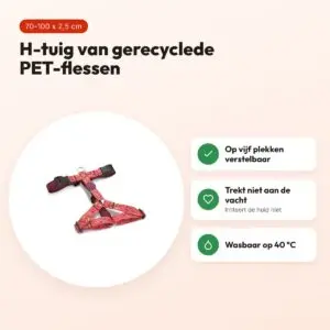 Morso hondentuig H-tuig Pink Think roze 70-100 x 2,5 cm – gerecycled – voordelen