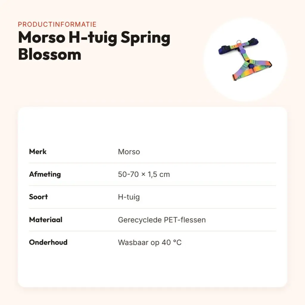 Morso hondentuig H-tuig Spring Blossom 50-70 x 1,5 cm – verstelbaar – productinformatie