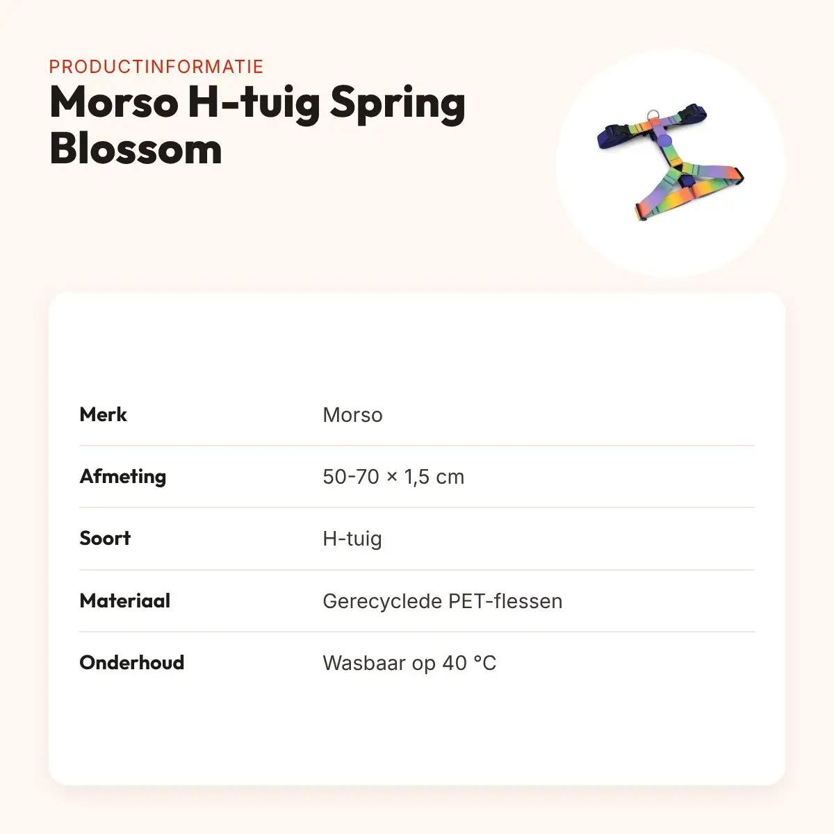 Morso hondentuig H-tuig Spring Blossom 50-70 x 1,5 cm – verstelbaar – productinformatie
