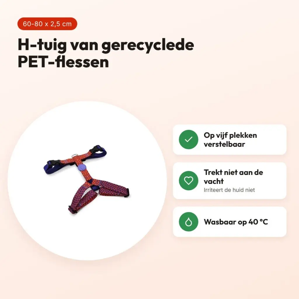 Morso hondentuig H-tuig Urban Lizard rood 60-80 x 2,5 cm – gerecycled – voordelen