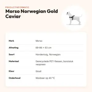Morso hondentuig Norwegian Gold Caviar goud 69-86 x 63 cm – gerecycled – productinformatie
