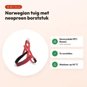 Morso hondentuig Norwegian Lipstick roze 39-48 x 35 cm – gerecycled – voordelen