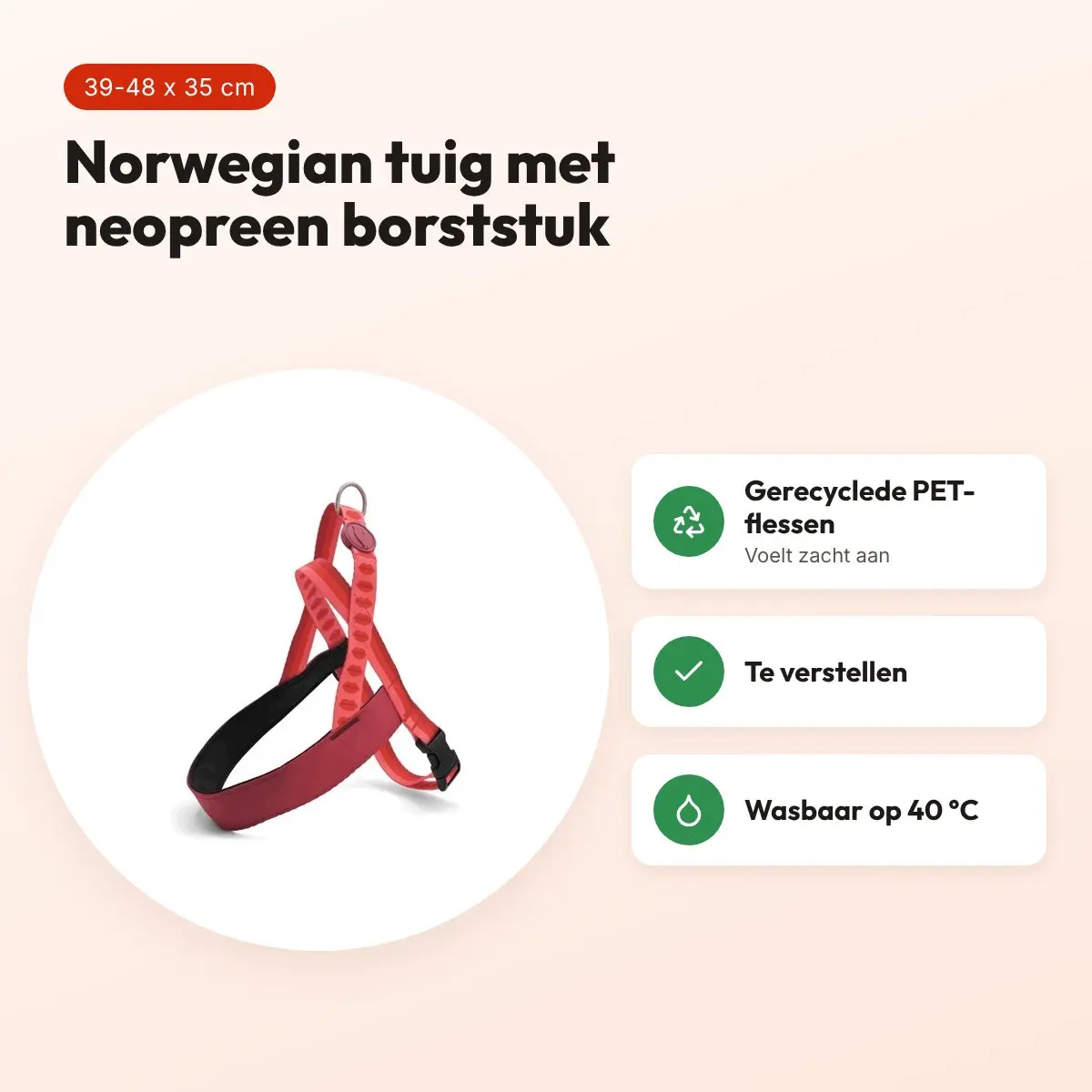 Morso hondentuig Norwegian Lipstick roze 39-48 x 35 cm – gerecycled – voordelen