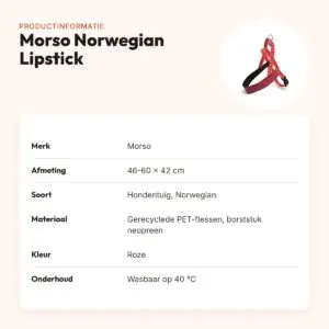 Morso hondentuig Norwegian Lipstick roze 46-60 x 42 cm – gerecycled – productinformatie