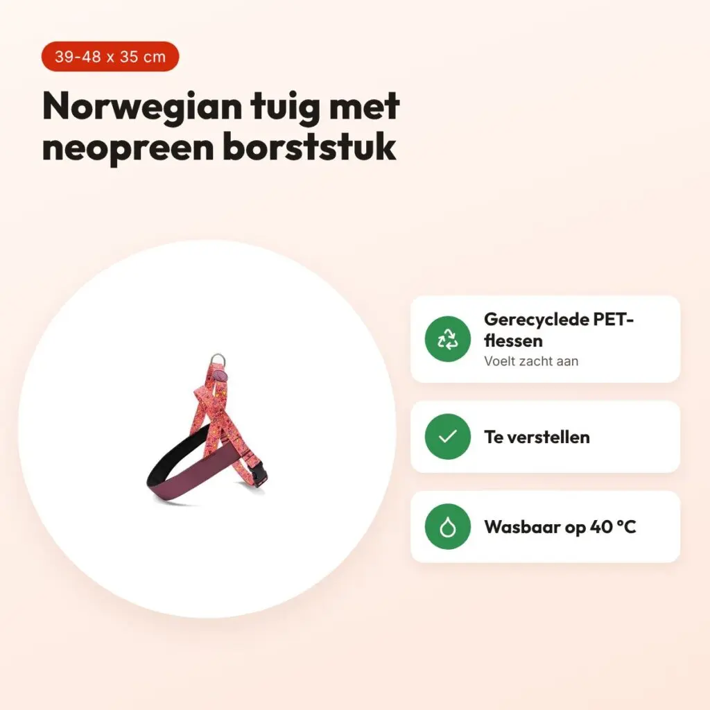 Morso hondentuig Norwegian Pink Think roze 39-48 x 35 cm – gerecycled – voordelen