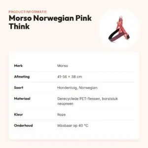 Morso hondentuig Norwegian Pink Think roze 41-56 x 38 cm – gerecycled – productinformatie
