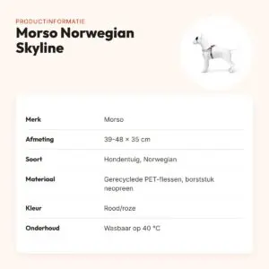 Morso hondentuig Norwegian Skyline rood/roze 39-48 x 35 cm – gerecycled – productinformatie