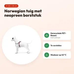 Morso hondentuig Norwegian Skyline rood/roze 41-56 x 38 cm – gerecycled – voordelen
