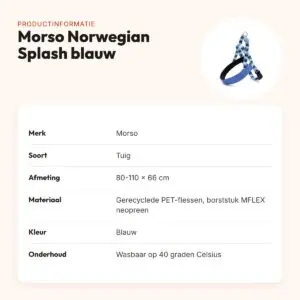 Morso hondentuig Norwegian Splash blauw 80-110 x 66 cm – gerecycled – productinformatie