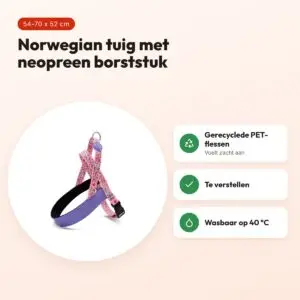 Morso hondentuig Norwegian Sweet Tweet roze 54-70 x 52 cm – gerecycled – voordelen