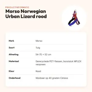 Morso hondentuig Norwegian Urban Lizard rood 54-70 x 52 cm – gerecycled – productinformatie