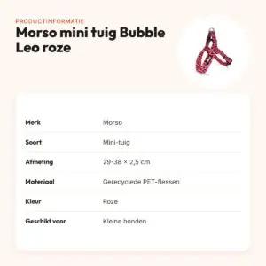 Morso mini hondentuig Bubble Leo roze 29-38 x 2,5 cm – voor kleine honden – productinformatie