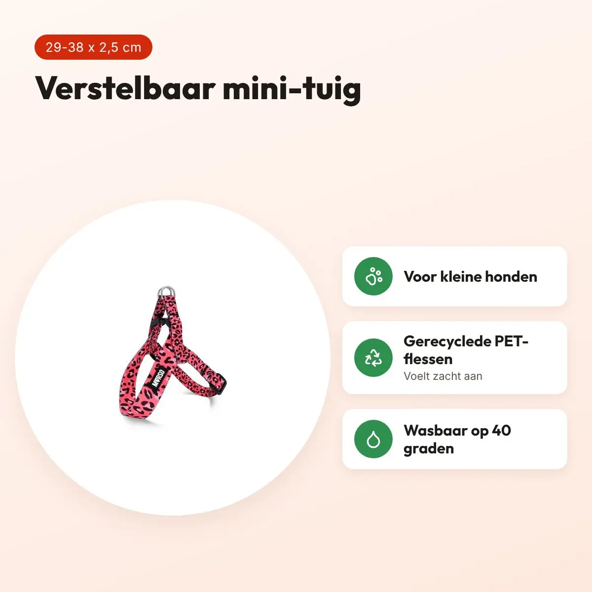 Morso mini hondentuig Bubble Leo roze 29-38 x 2,5 cm – voor kleine honden – voordelen