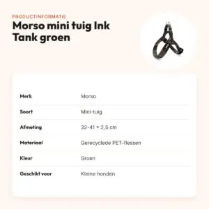 Morso mini hondentuig Ink Tank groen 32-41 x 2,5 cm – voor kleine honden – productinformatie