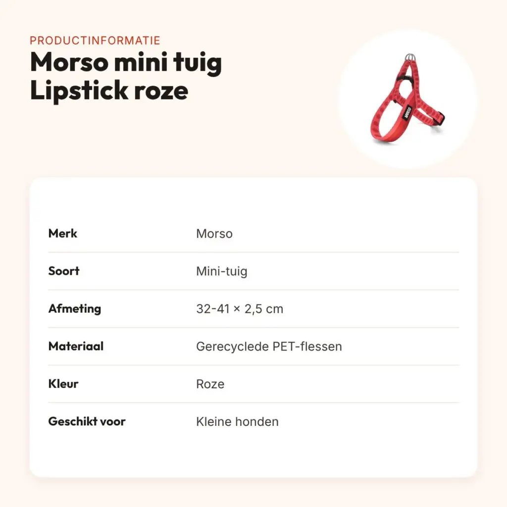 Morso mini hondentuig Lipstick roze 32-41 x 2,5 cm – voor kleine honden – productinformatie