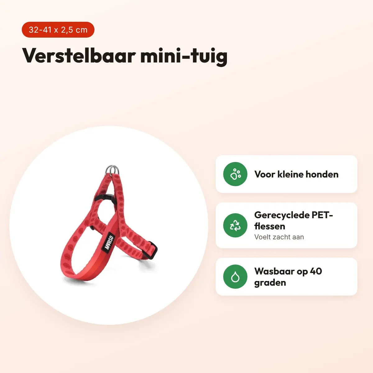 Morso mini hondentuig Lipstick roze 32-41 x 2,5 cm – voor kleine honden – voordelen