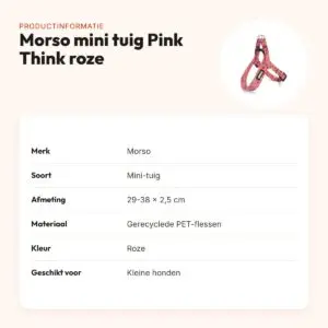 Morso mini hondentuig Pink Think roze 29-38 x 2,5 cm – voor kleine honden – productinformatie