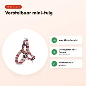 Morso mini hondentuig Skyline rood/roze 24-32 x 1,5 cm – voor kleine honden – voordelen