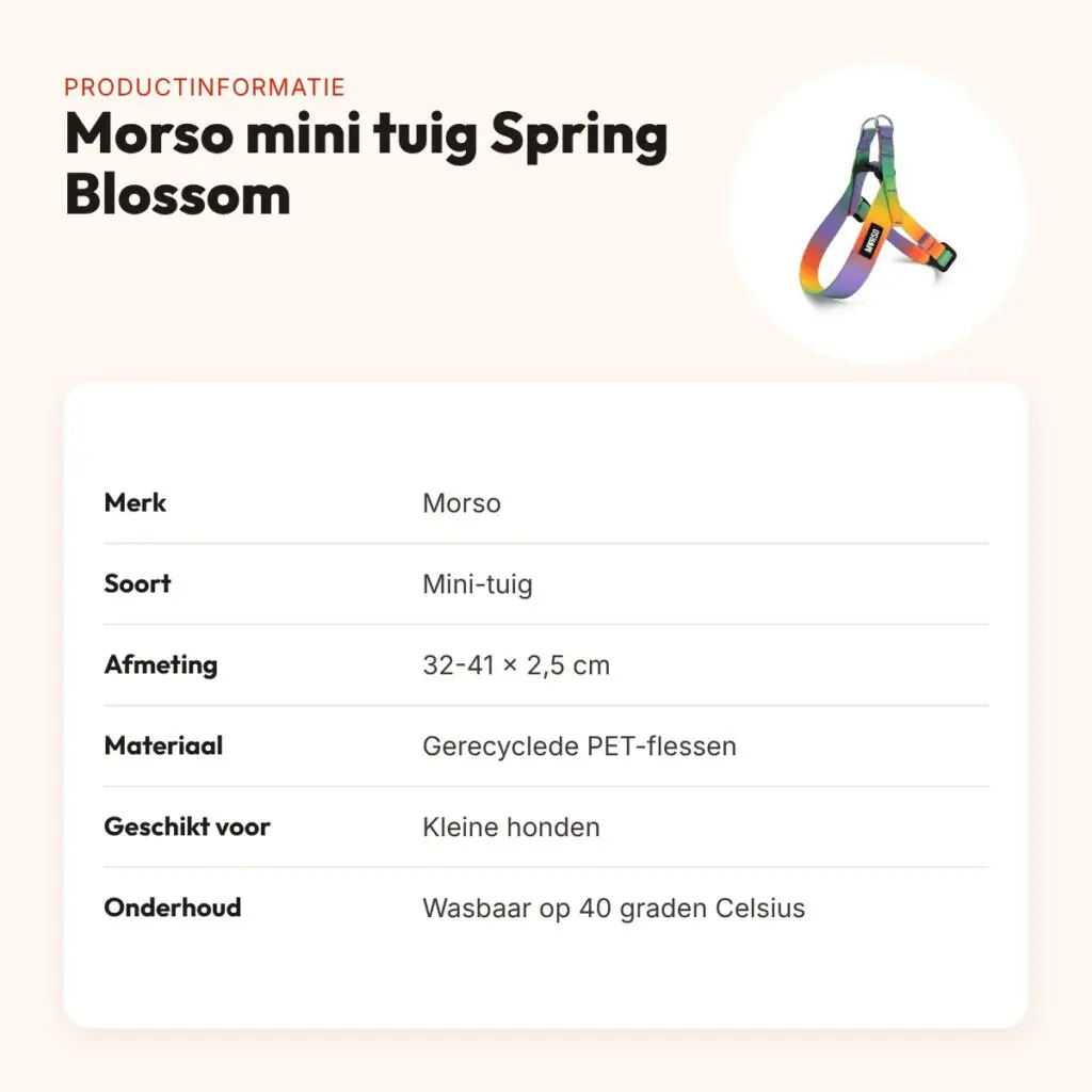 Morso mini hondentuig Spring Blossom 32-41 x 2,5 cm – voor kleine honden – productinformatie