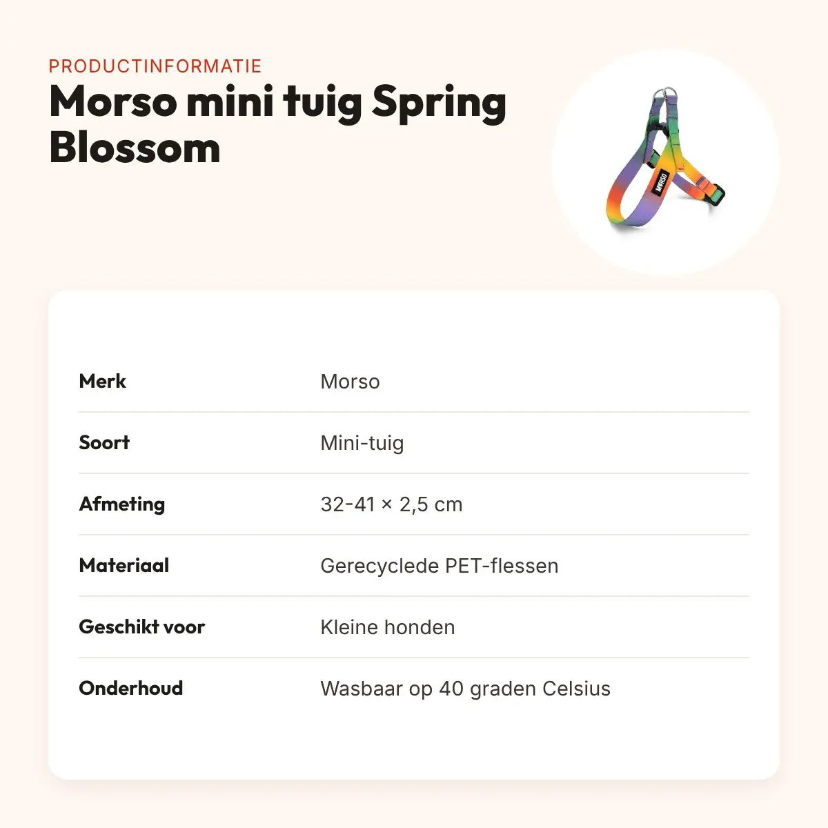 Morso mini hondentuig Spring Blossom 32-41 x 2,5 cm – voor kleine honden – productinformatie