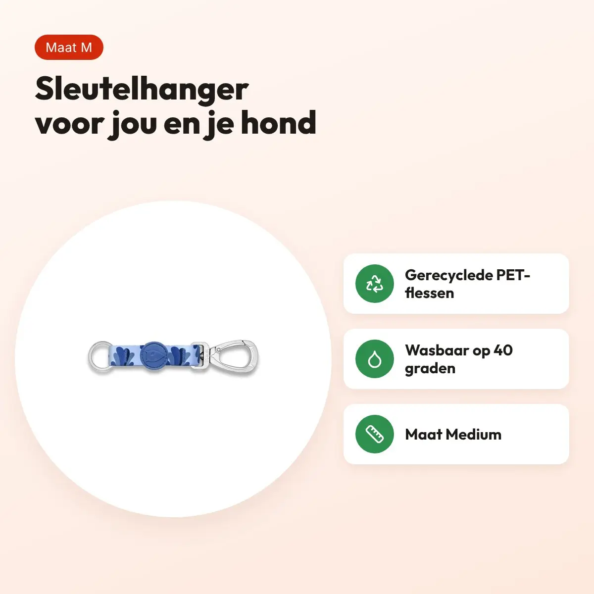 Morso sleutelhanger Key Cord Gerecycled Splash blauw M – voordelen