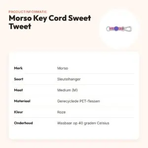 Morso sleutelhanger Key Cord Gerecycled Sweet Tweet roze M – productinformatie