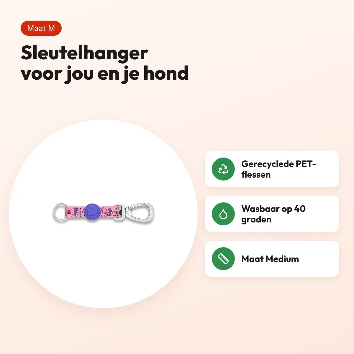 Morso sleutelhanger Key Cord Gerecycled Sweet Tweet roze M – voordelen