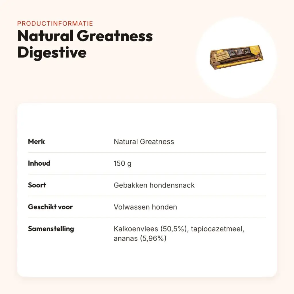 Natural Greatness Digestive Support gebakken sticks 150 g – kalkoen, ananas – productinformatie