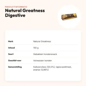 Natural Greatness Digestive Support gebakken sticks 150 g – kalkoen, ananas – productinformatie