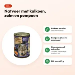 Natural Greatness hondenvoer kalkoen, zalm en pompoen 400 g – graanvrij – voordelen