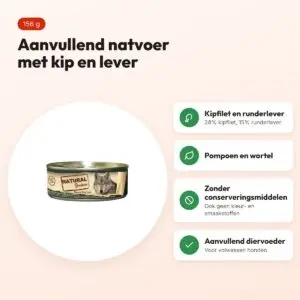 Natural Greatness hondenvoer kip en runderlever 156 g – aanvullend natvoer – voordelen