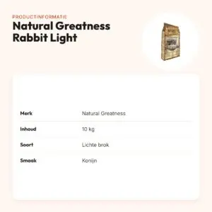 Natural Greatness hondenvoer Rabbit Light & Fit konijn 10 kg – productinformatie