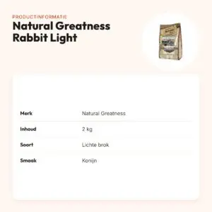 Natural Greatness hondenvoer Rabbit Light & Fit konijn 2 kg – productinformatie