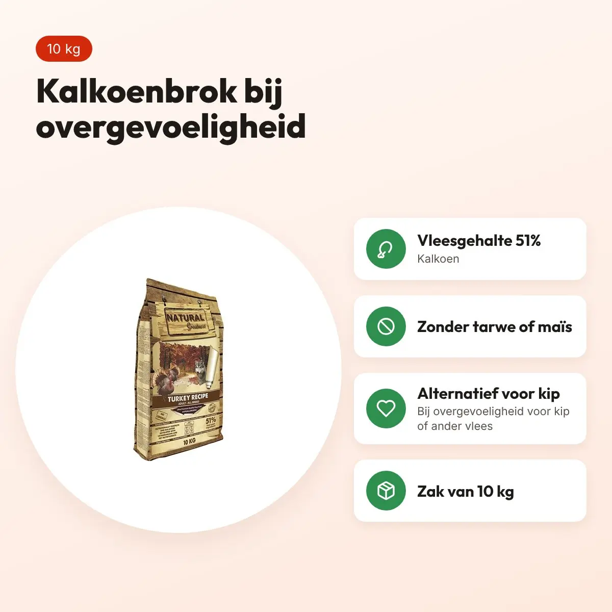 Natural Greatness hondenvoer Turkey Recipe kalkoen 10 kg – hypoallergeen – voordelen