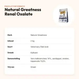 Natural Greatness hondenvoer Veterinary Diet Renal Oxalate 2 kg – productinformatie