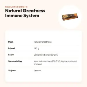 Natural Greatness Immune System gebakken sticks 150 g – kalkoen, broccoli – productinformatie